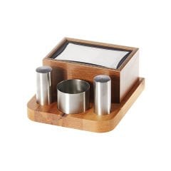 Groovy Ahşap Dispenser Peçetelikli Tuzluk Takımı