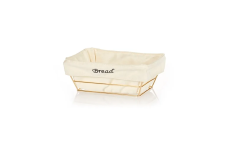 BEYAZ BEZLİ KARE EKMEK SEPETİ ALTIN TELLİ 22*22*9 CM