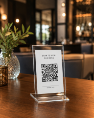 T Tipi  Masaüstü Karekod QR Stand (7,5x10,cm) (PAKETİ 10 LUDUR)