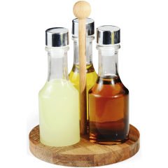 Groovy Ahşap Standlı Üçlü Yağlık Stand