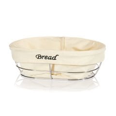 BEYAZ BEZLİ  OVAL EKMEK SEPETİ 26*17*6,5 CM