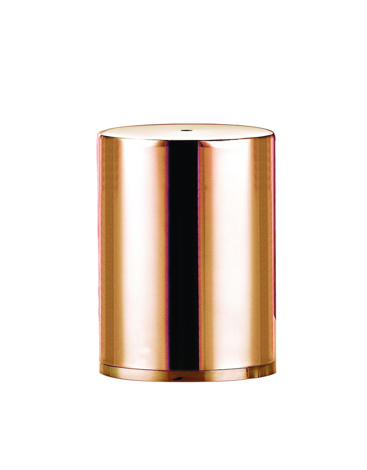 GROOVY YUVARLAK BODUR BİBERLİK BAKIR ÇAP 4CM H:6,5 cm (TUZLUK TIPASI PLASTİKTİR)